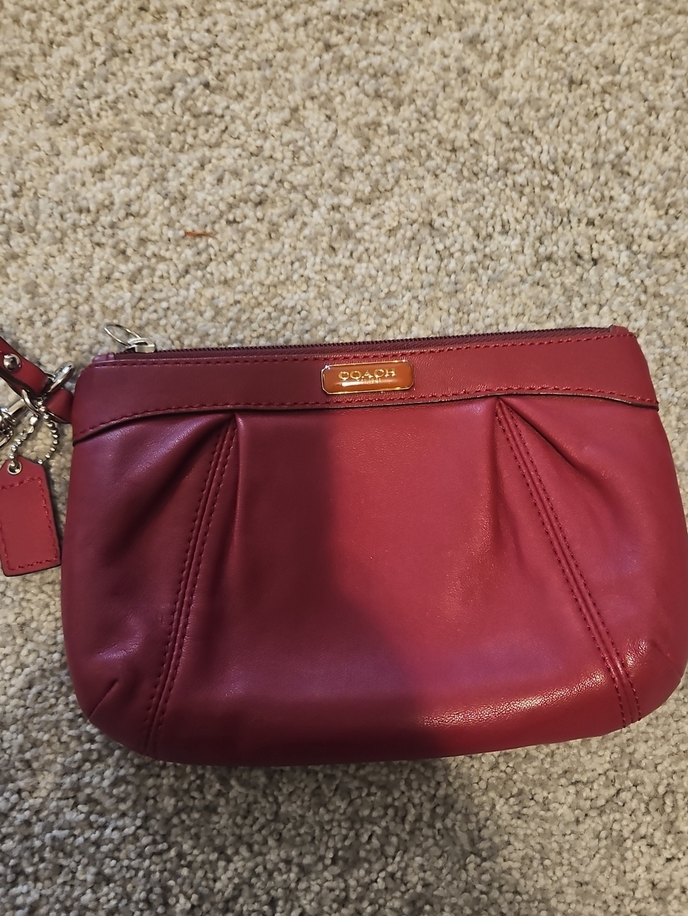 Coach Burgundy Leather Wristlet Clutch